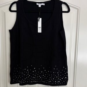 Chico's Black Tank Top with Silver Accents